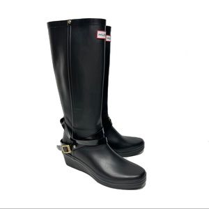 Hunter Andora Wedge Rain Boot Black, 7
